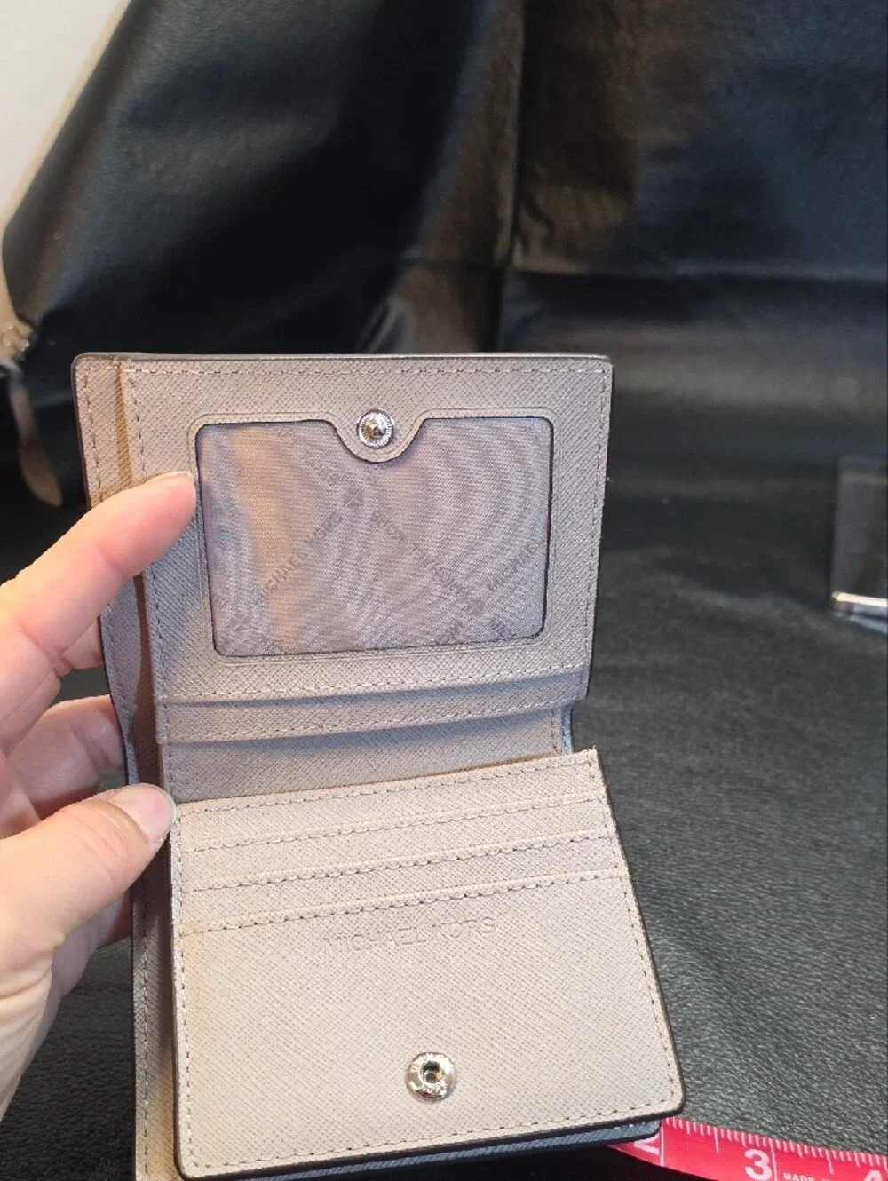 Michael Kors Light Gray MK Logo Men's Card Holder Wallet with Silver Logo